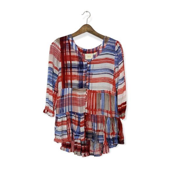 Maeve Tops - Anthropologie Maeve Lila Tiered Plaid Tunic Top